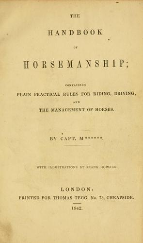 Cover for handbook of horsemanship