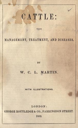 Cover for Cattle: their management, treatment and diseases.