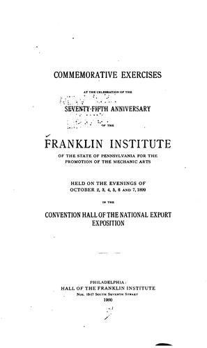 Cover for Commemorative Exercises at the Celebration of the Seventy-fifth Anniversary ... October, 1899 ...