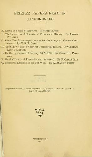 Cover for Briefer papers read in conferences.