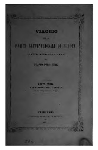Cover for Viaggio per le parti settentrionali di Europa. Narrazione del viaggio