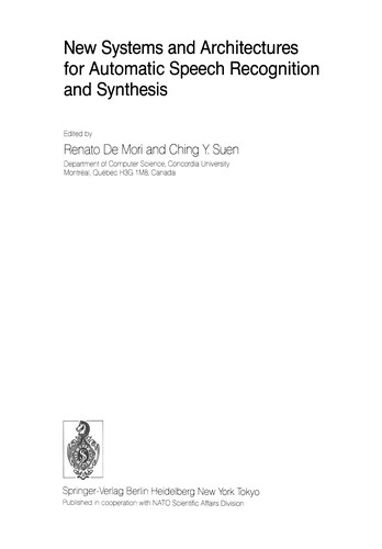 Cover for New Systems and Architectures for Automatic Speech Recognition and Synthesis