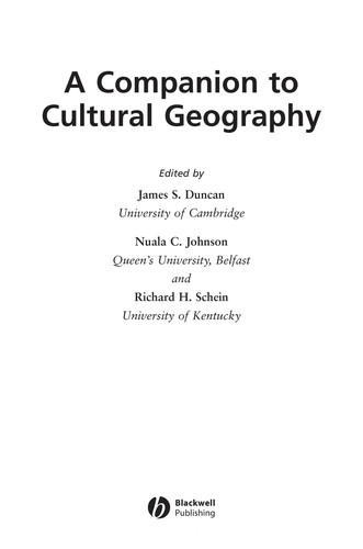 Cover for A companion to cultural geography