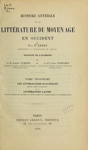 Cover for Histoire générale de la littérature du moyen age en occident