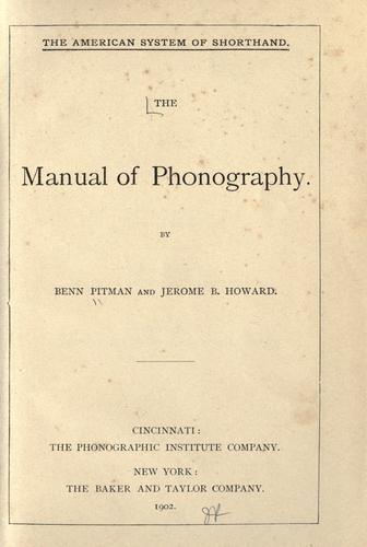 Cover for The manual of phonography