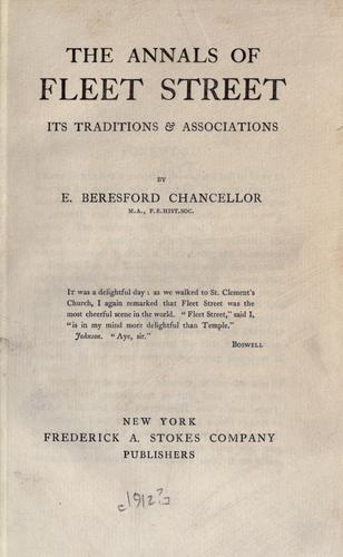 Cover for The annals of Fleet street, its traditions & associations.