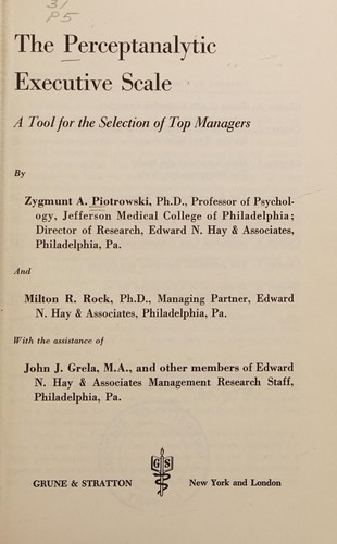 Cover for The perceptanalytic executive scale