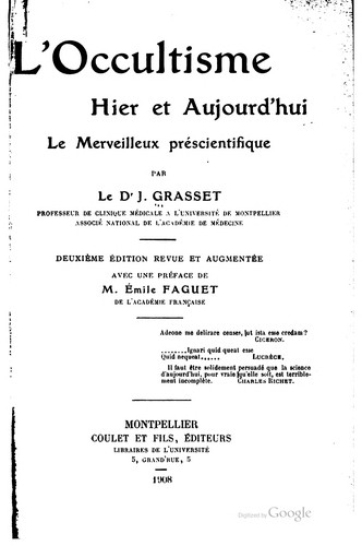 Cover for L'occultisme hier et aujourd'hui: Le merveilleux préscientifique