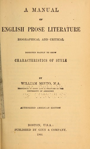 Cover for A manual of English prose literature