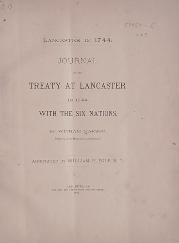 Cover for Lancaster in 1744.