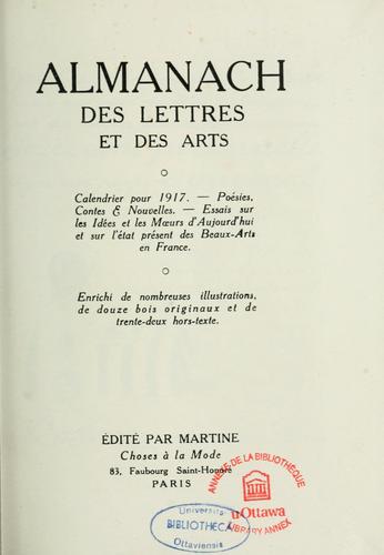 Cover for Almanach des lettres et des arts