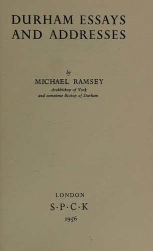 Cover for Durham Essays and Addresses
