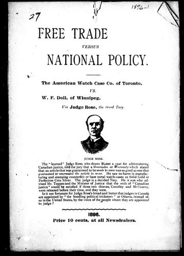 Cover for Free trade versus national policy