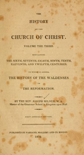 Cover for The history of the church of Christ