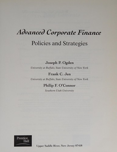 Cover for Advanced corporate finance