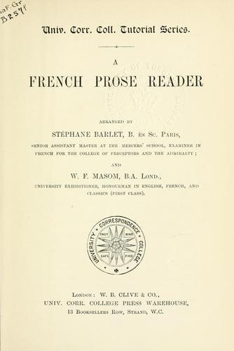 Cover for French prose reader.
