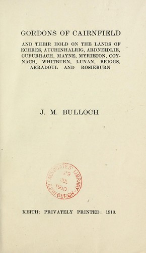 Cover for Gordons of Cairnfield