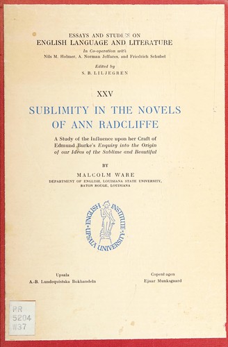 Cover for Sublimity in the novels of Ann Radcliffe
