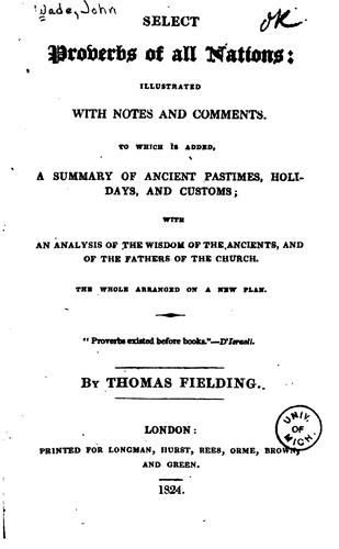Cover for Select proverbs of all nations