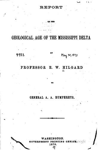 Cover for Report on the geological age of the Mississippi delta