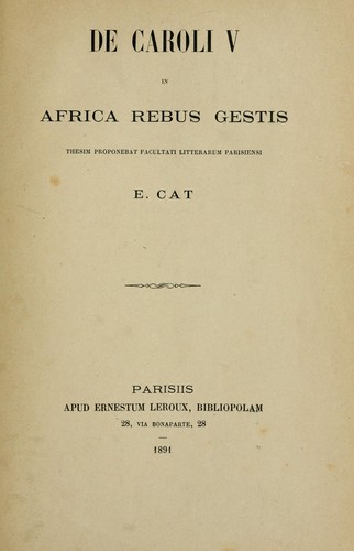Cover for De Caroli V in Africa rebus gestis