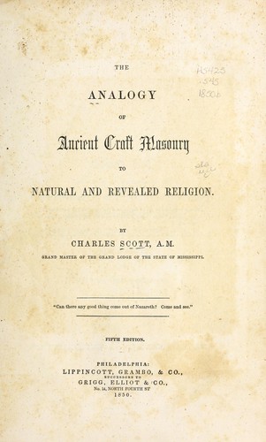 Cover for The analogy of ancient craft masonry to natural and revealed religion