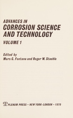 Cover for Advances in corrosion science and technology