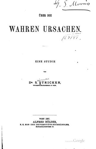 Cover for Über die wahren ursachen.
