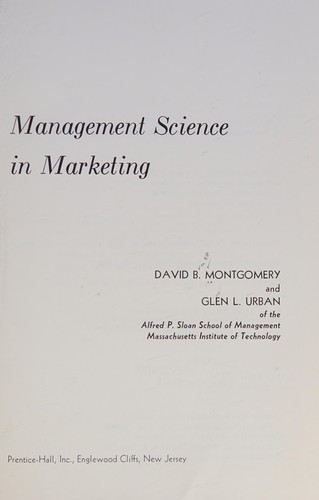 Cover for Management science in marketing