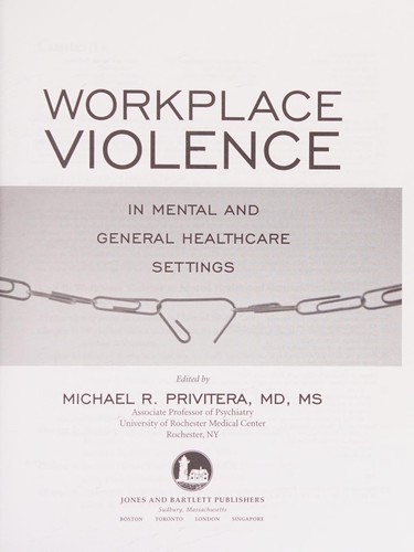 Cover for Workplace violence in mental and general healthcare settings