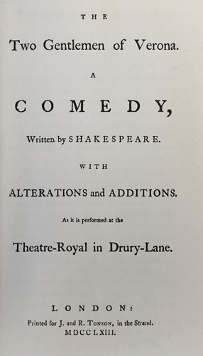 Cover for The two gentlemen of Verona, 1763
