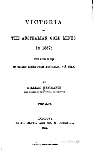 Cover for Victoria and the Australian gold mines in 1857