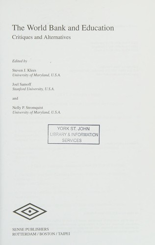 Cover for World Bank and Education