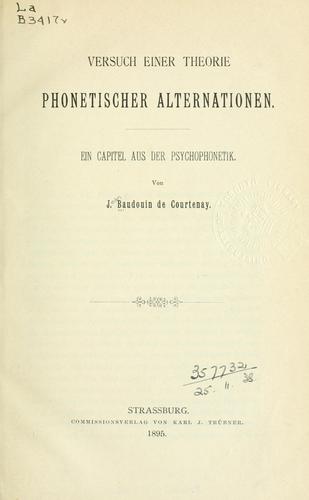 Cover for Versuch einer Theorie phonetischer Alternationen