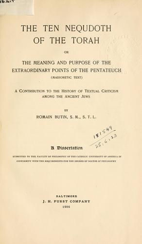 Cover for ten Nequdoth of the Torah