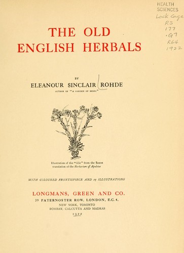 Cover for The old English herbals