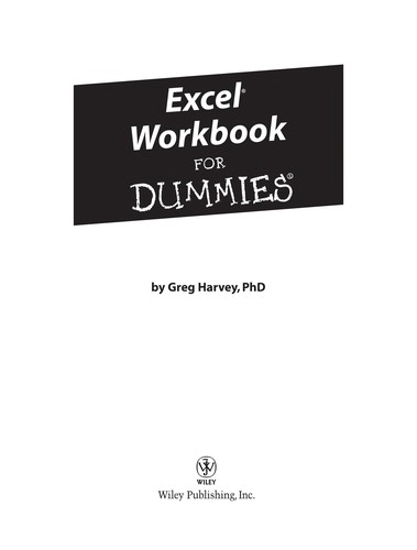 Cover for Excel workbook for dummies
