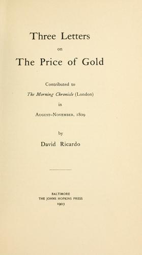 Cover for Three letters on the price of gold