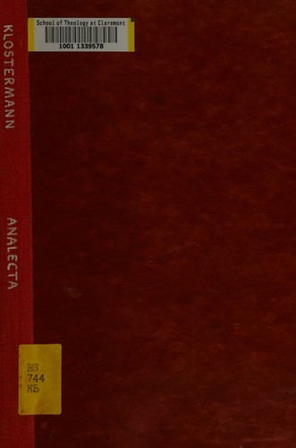 Cover for Analecta zur Septuaginta, Hexapla und Patristik