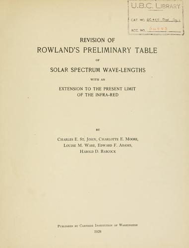 Cover for Revision of Rowland's Preliminary table of solar spectrum wave-lengths