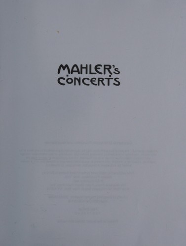 Cover for Mahler's concerts