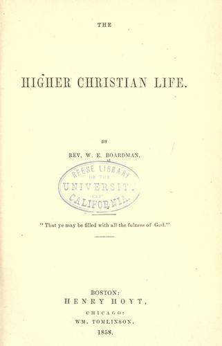 Cover for The higher Christian life