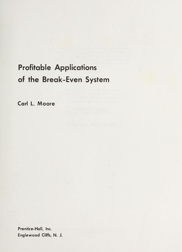 Cover for Profitable applications of the break-even system