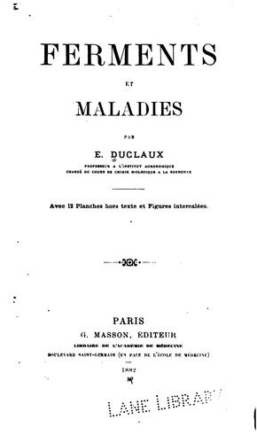 Cover for Ferments et maladies
