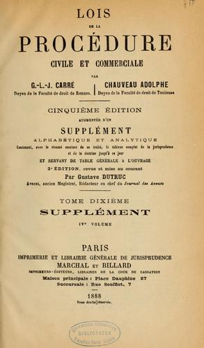 Cover for Lois de la procédure civile et commerciale