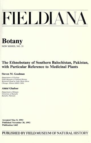 Cover for The ethnobotany of southern Balochistan, Pakistan