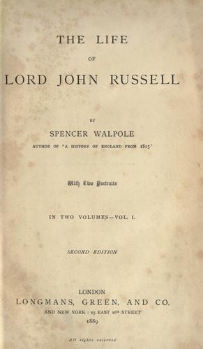 Cover for The life of Lord John Russell