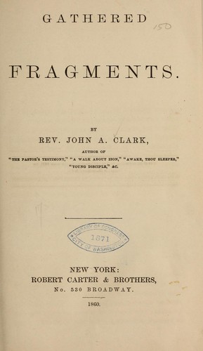 Cover for Gathered fragments...