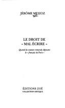 Cover for Le droit de "mal écrire"