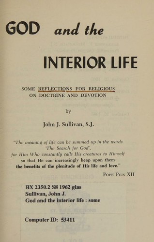 Cover for God and the interior life